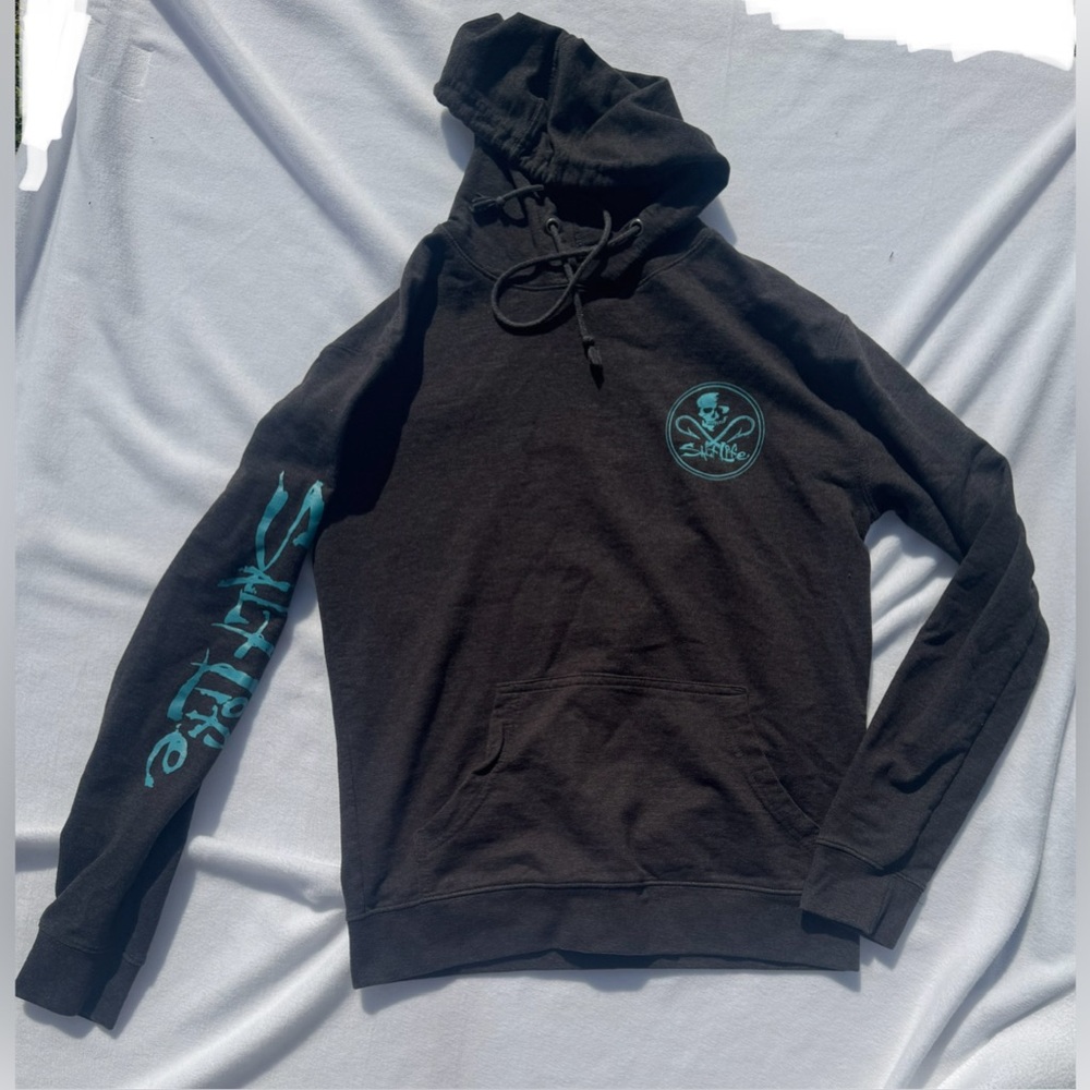 Salt Life Hoodie Men's Medium Gray Long Sleeve Kangaroo Pocket Casual Fishing EC